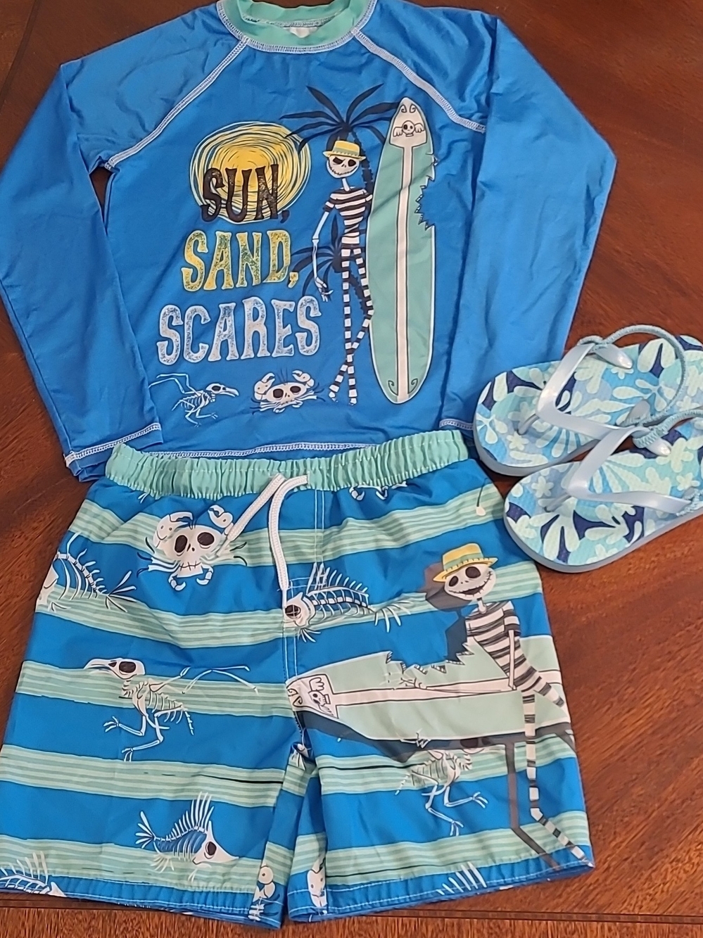 Disney Nightmare Before Christmas 'Sun, Sand, Scares' Boys 8 Rashguard Swim Set